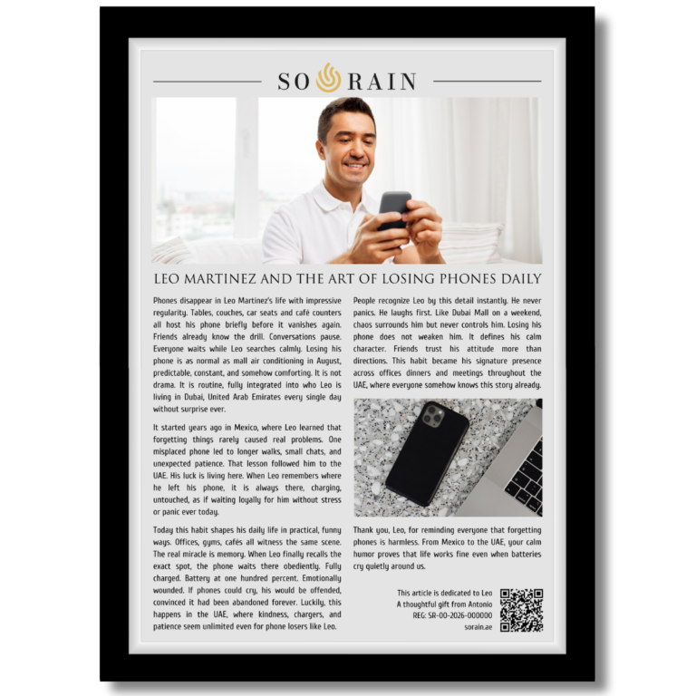 Gift for someone who always loses their phone: A personalized framed article