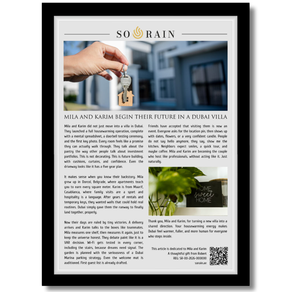 Gift for Housewarming: A framed recognition