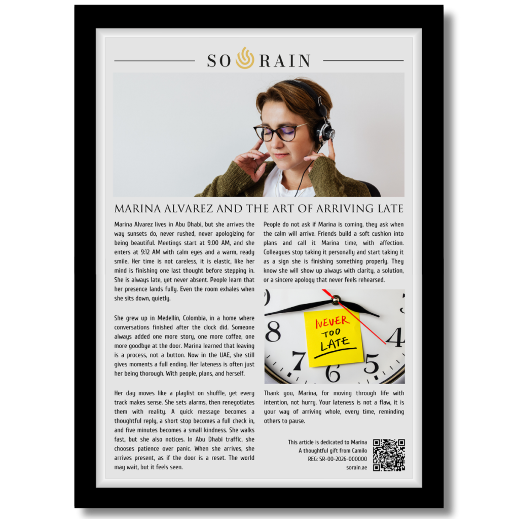 Gift for someone Always Late: A framed recognition