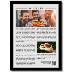 Gift for Burger Lover: A framed recognition