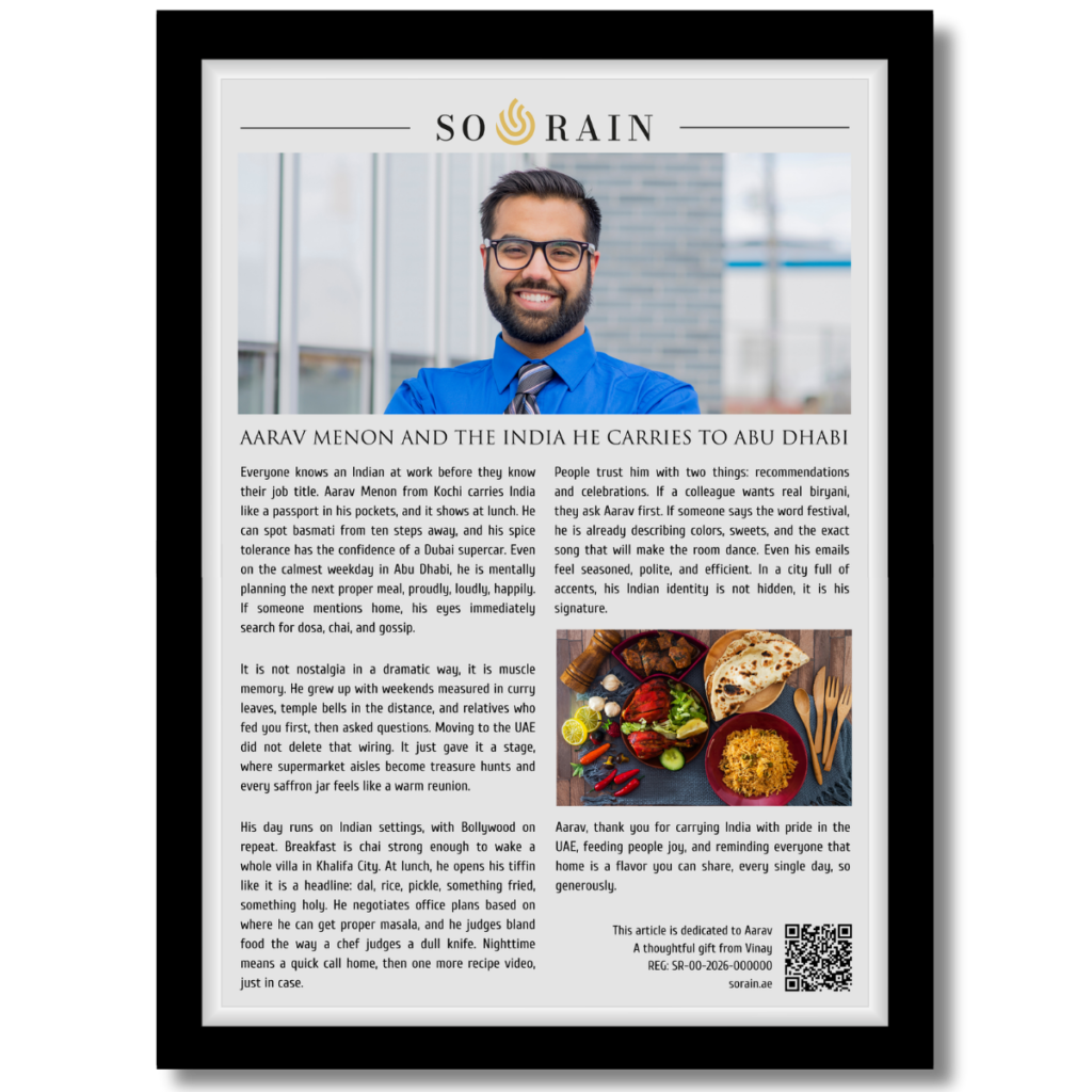 Gift for someone from India: A framed recognition