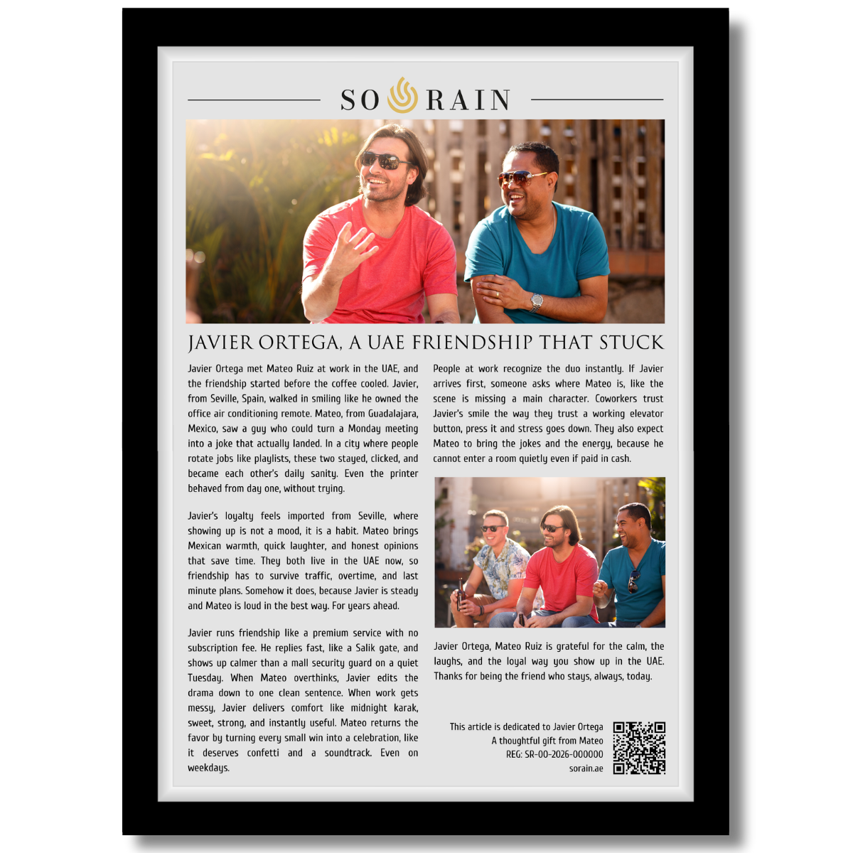 Gift for my best Friend: A framed recognition