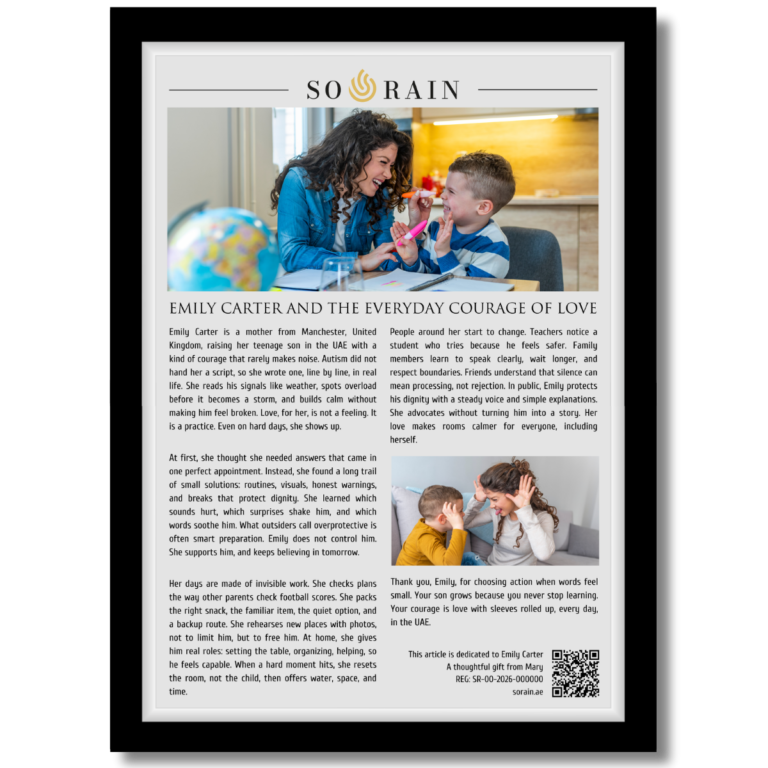 Gift for a Mother with an Autistic son: A framed recognition