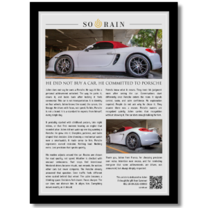 Gift for a Porsche Owner: A framed recognition