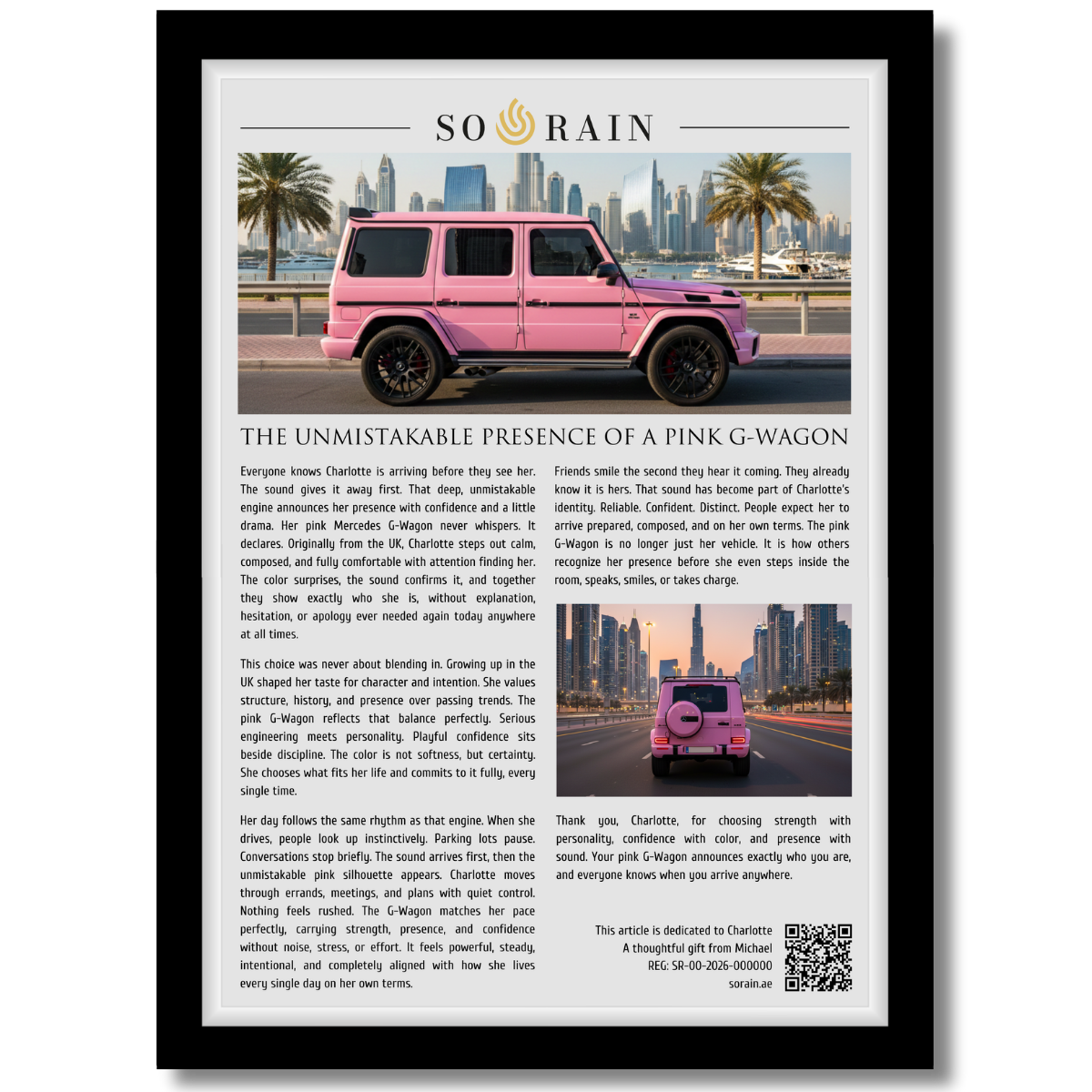 Gift for Mercedes Owner: A framed recognition