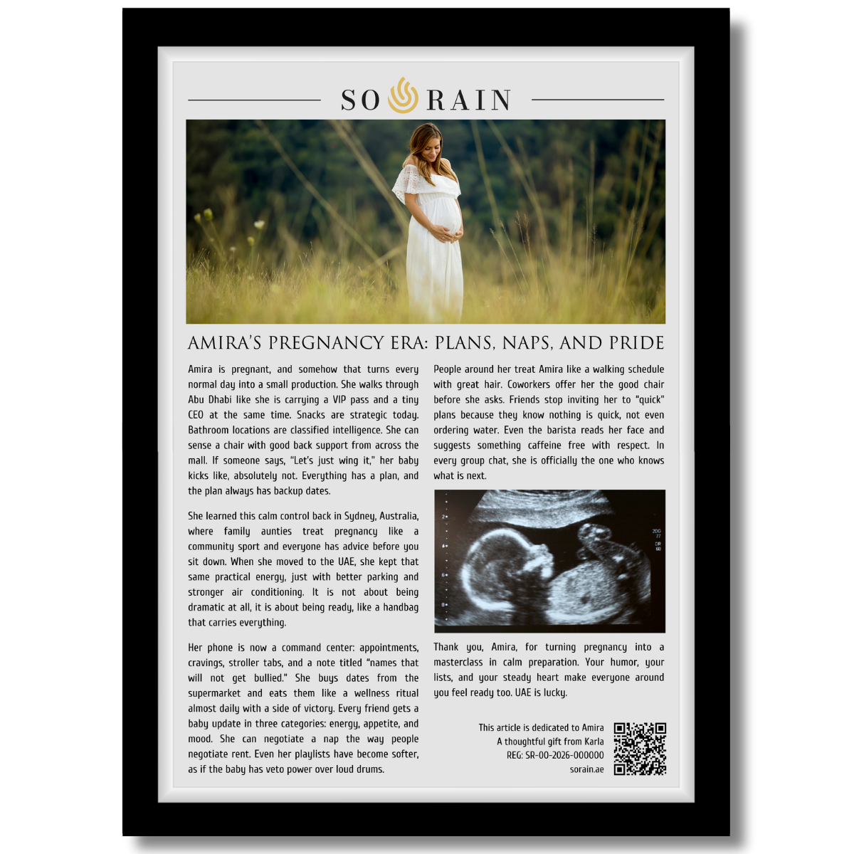 Gift for Pregnant Woman: A framed recognition