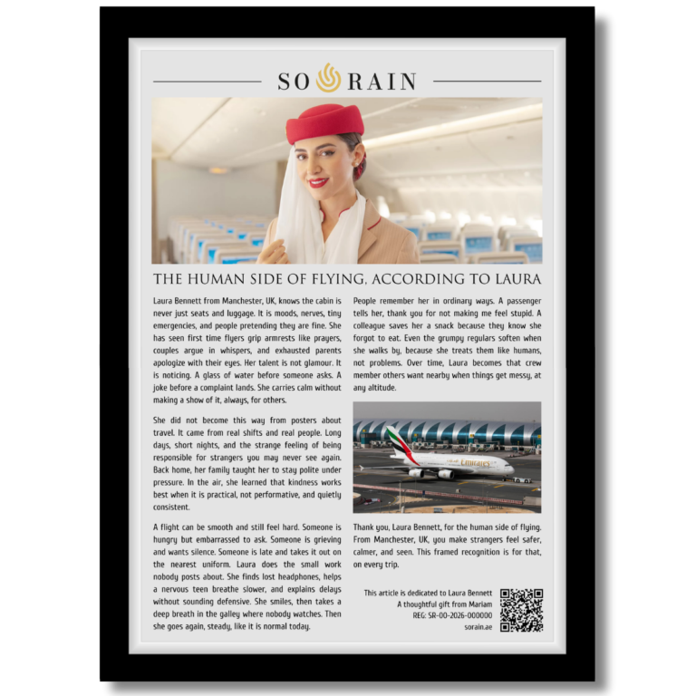 Gift for Flight attendant: A framed recognition