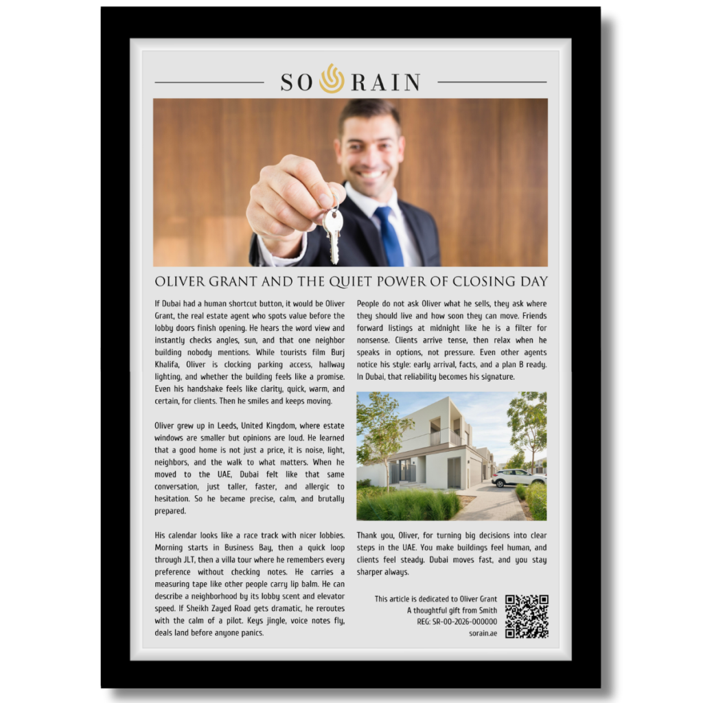 Gift for a Real Estate Agent: A framed recognition