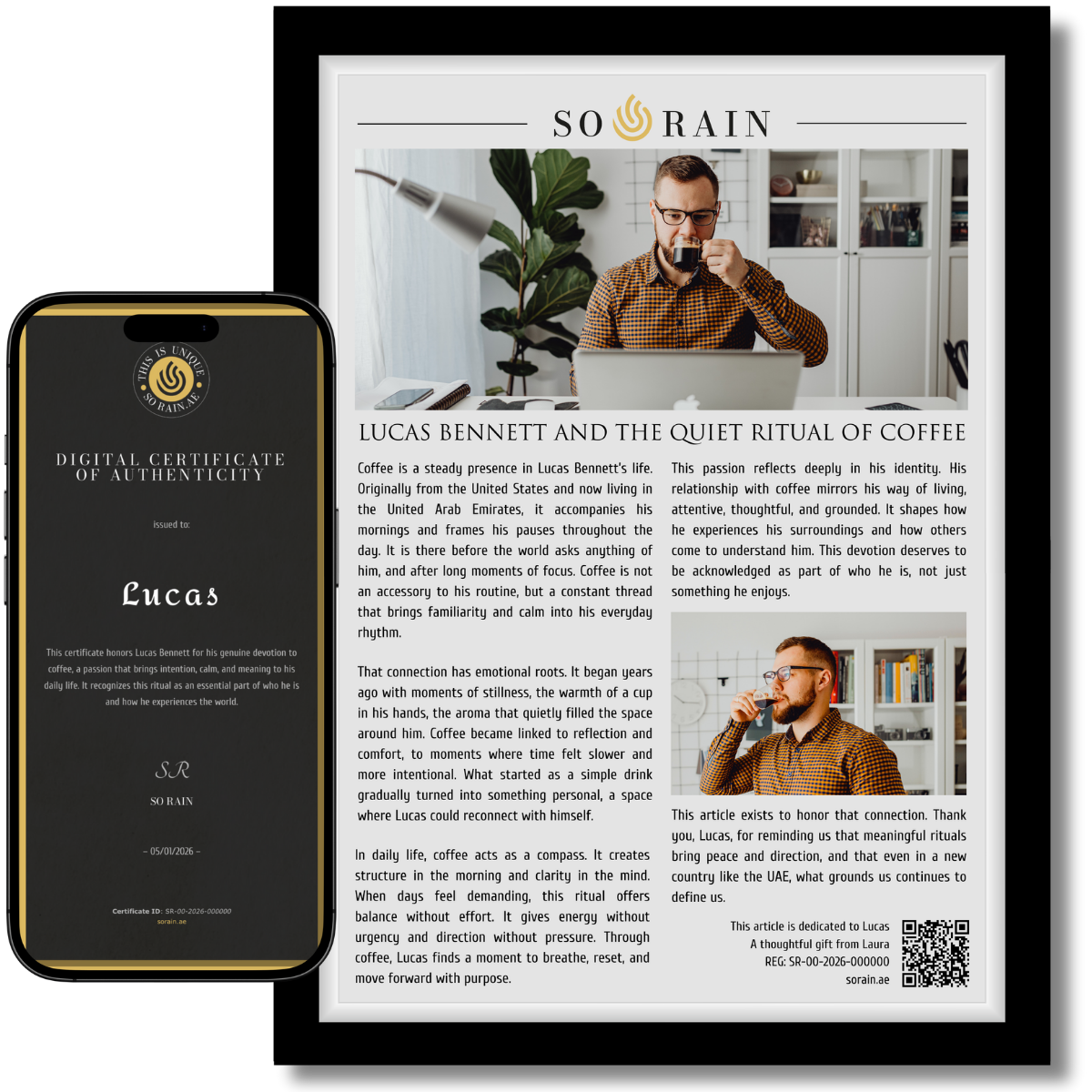 Gift for an Espresso lover: A framed recognition