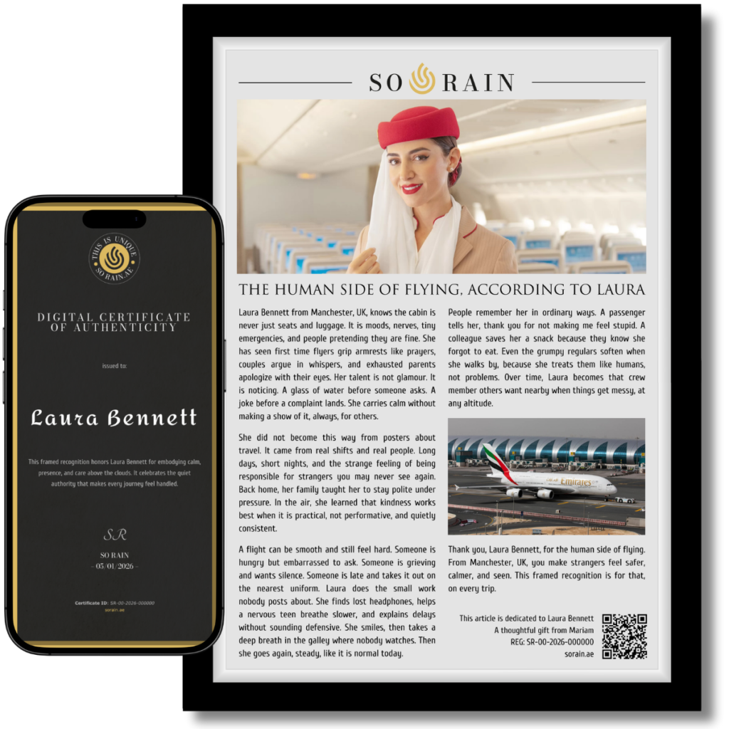 Gift for Flight attendant: A framed recognition