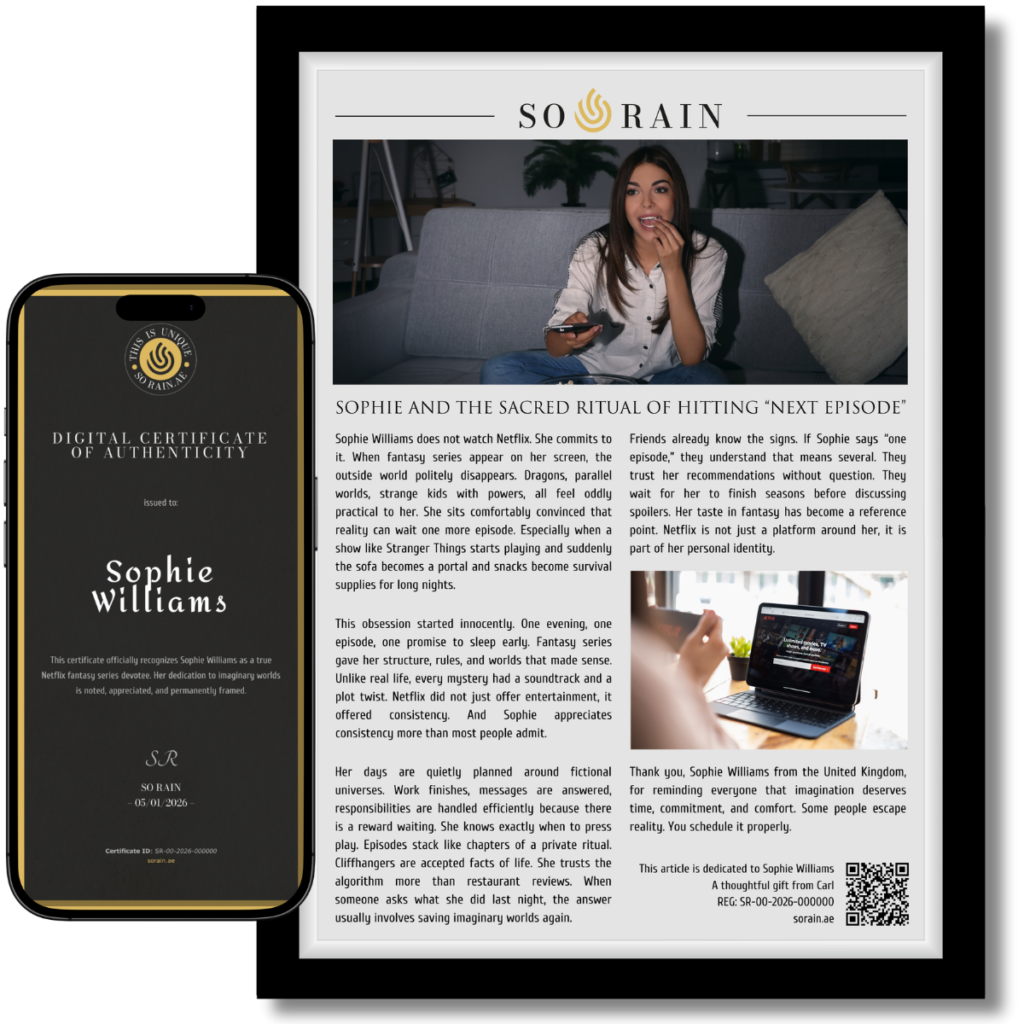 Gift for Netflix lover: A framed recognition