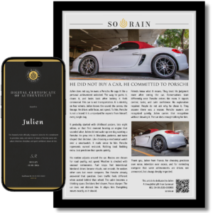 Gift for a Porsche Owner: A framed recognition