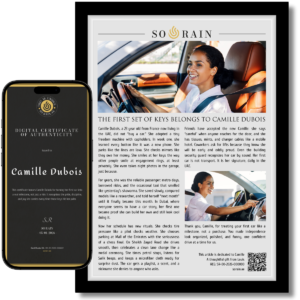 Gift for a first car owner: A framed recognition