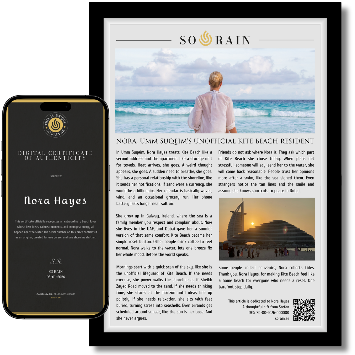 Gift for Beach Lover: A framed recognition