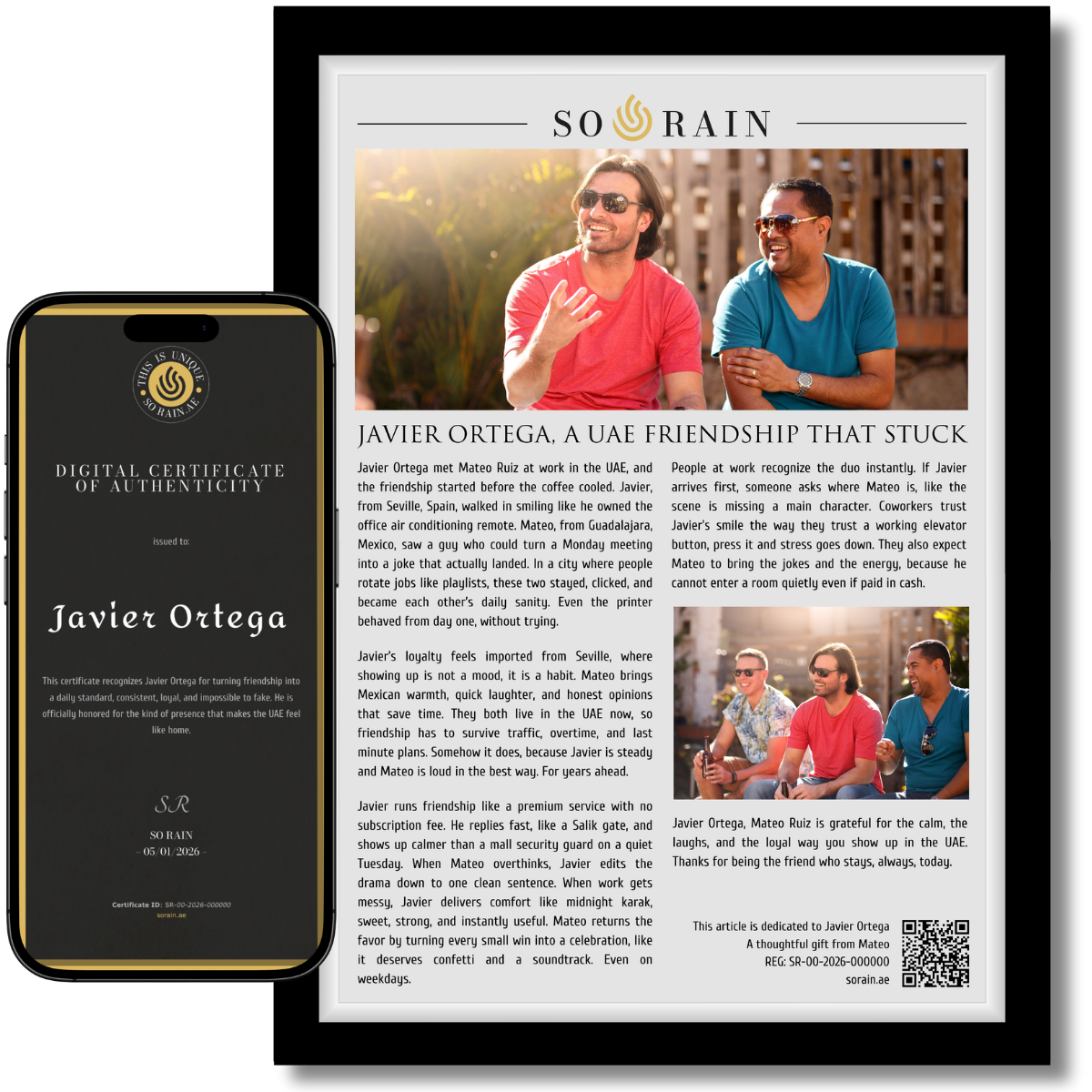 Gift for my best Friend: A framed recognition