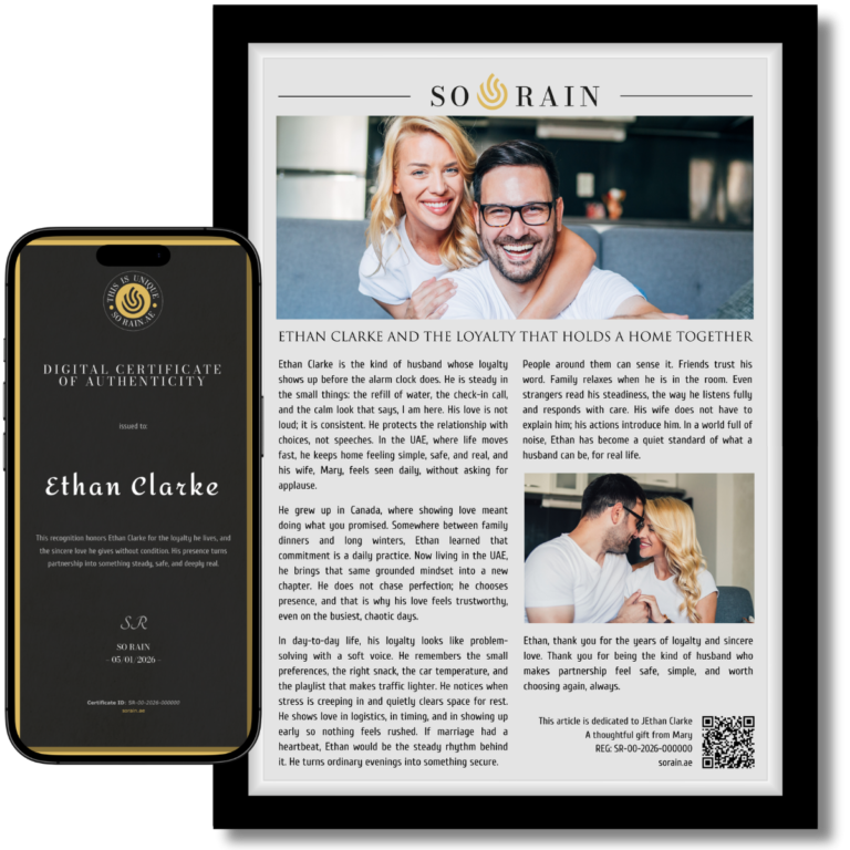 Gift for my Husband: A framed recognition