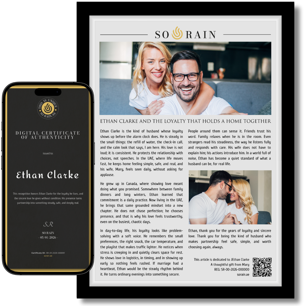 Gift for my Husband: A framed recognition