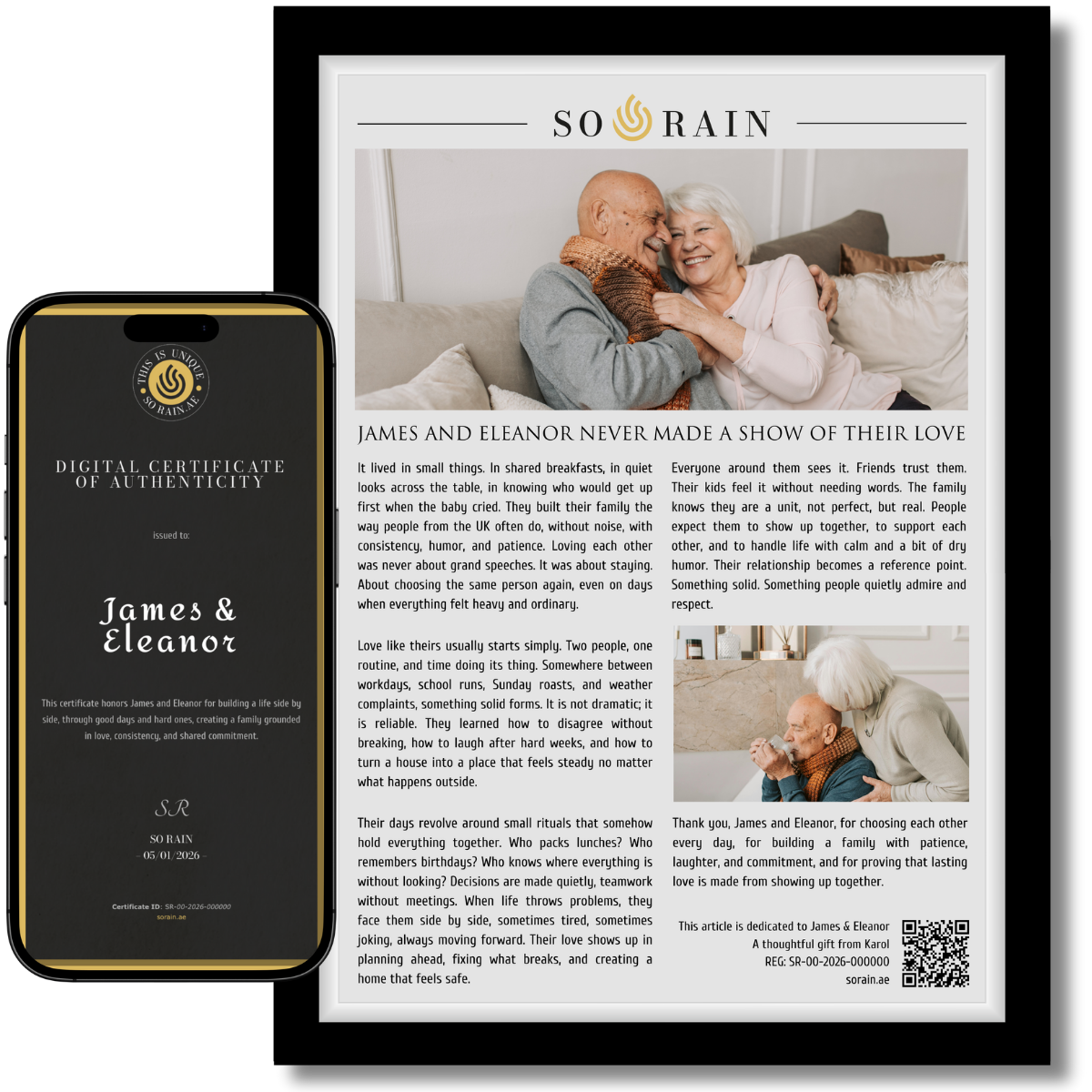 Gift for parents together: A framed recognition