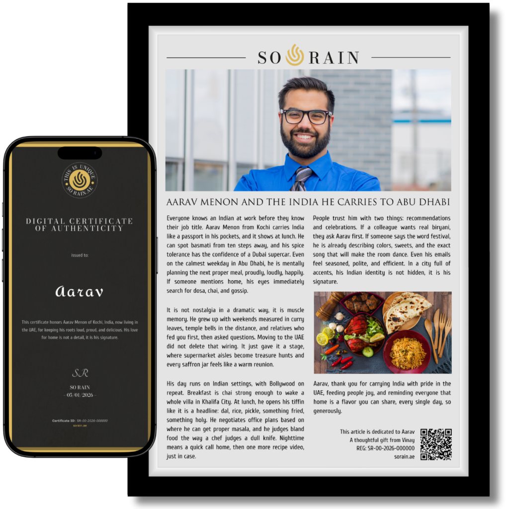 Gift for someone from India: A framed recognition