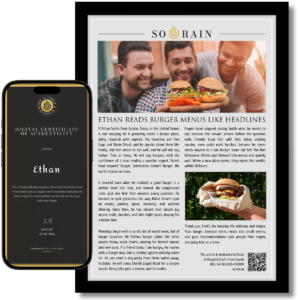 Gift for Burger Lover: A framed recognition