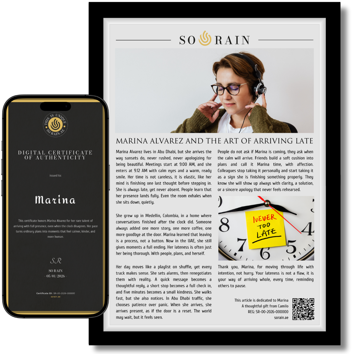 Gift for someone Always Late: A framed recognition