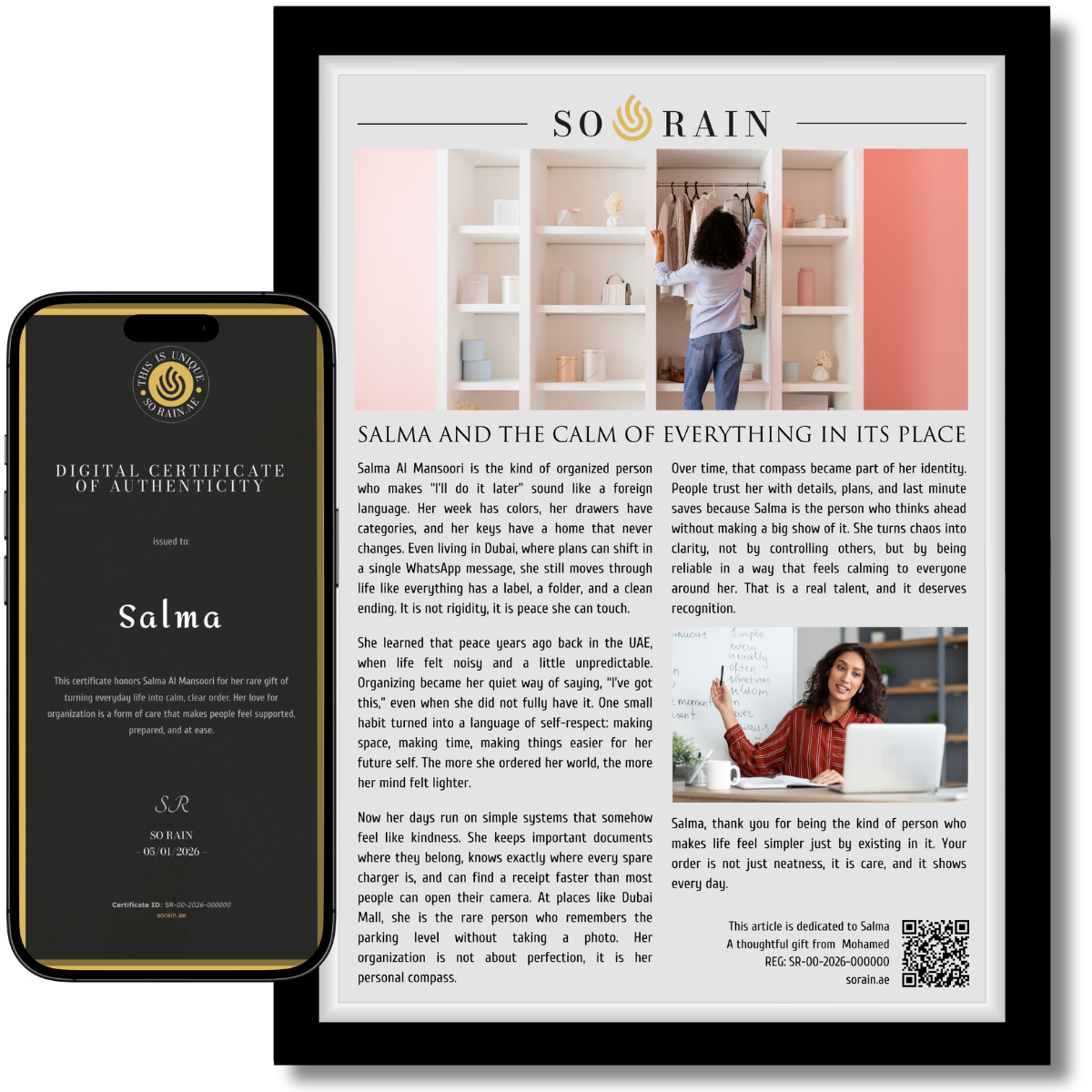 Gift for Organized Person: A framed recognition