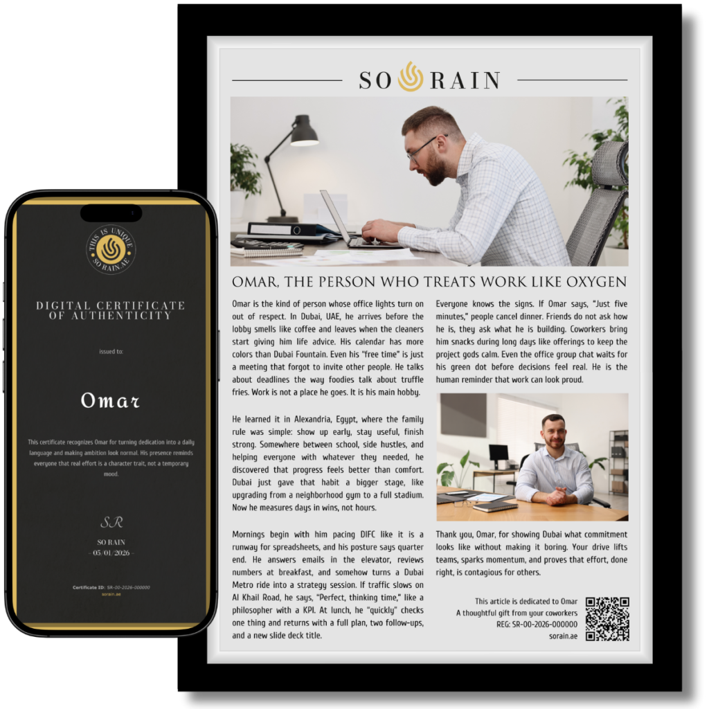 Gift for someone who Works a lot: A framed recognition