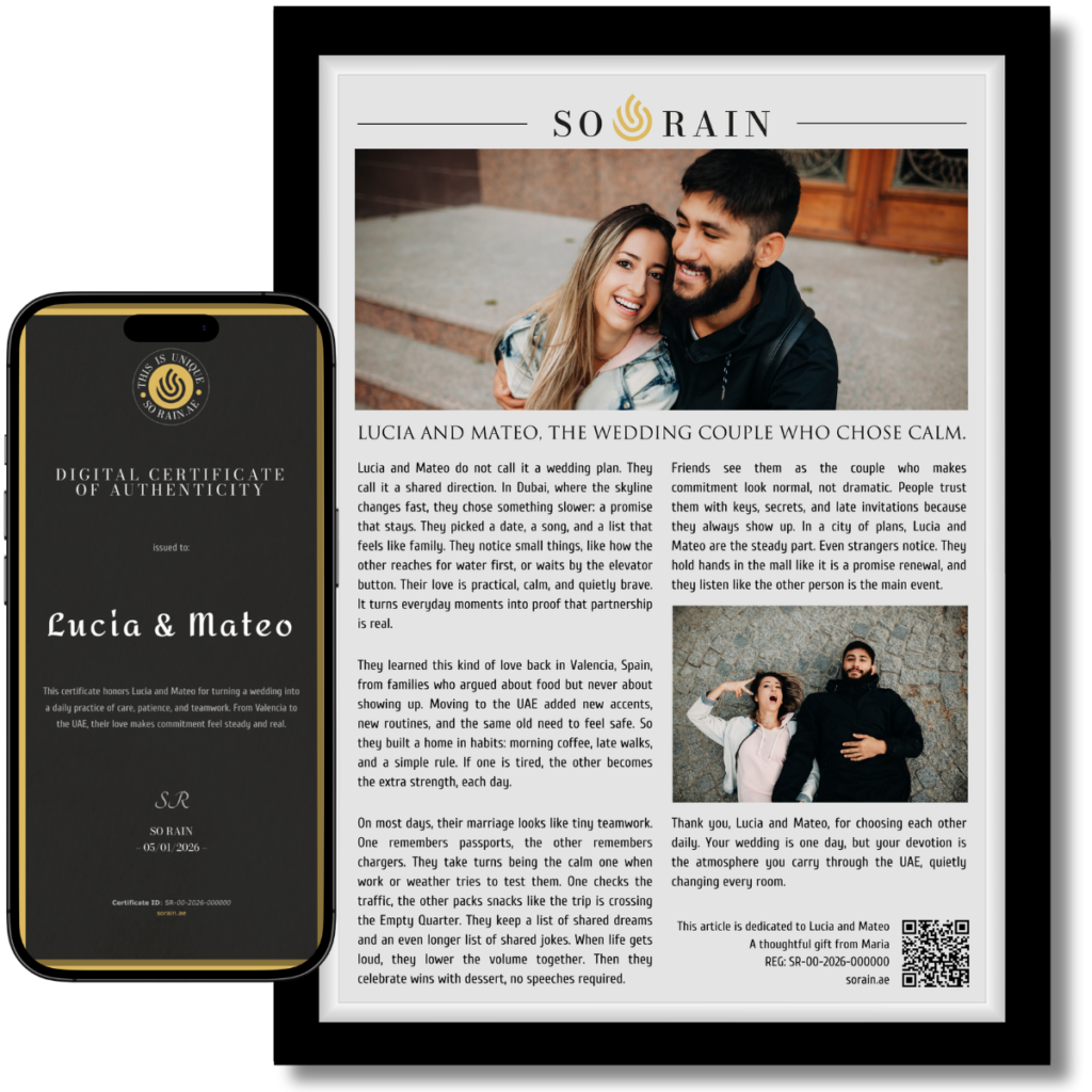 Gift for a Wedding Couple: A framed recognition