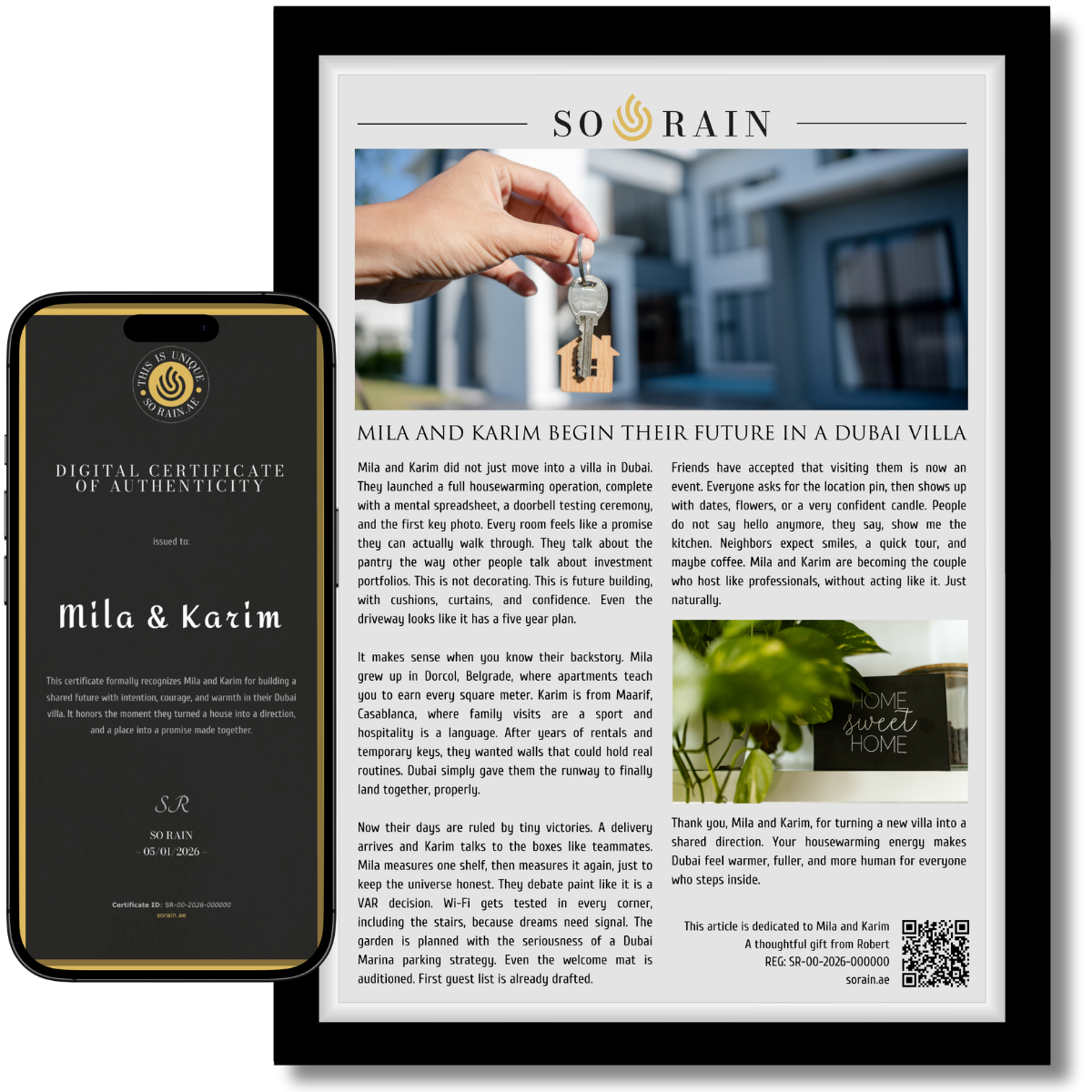 Gift for Housewarming: A framed recognition